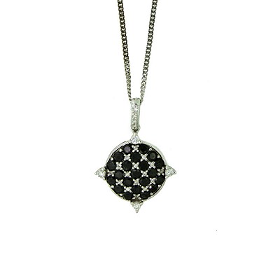 18ct White Gold Black & White Diamond Pendant